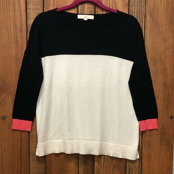 Loft size extra small pink white black sweater - Picture 4 of 7
